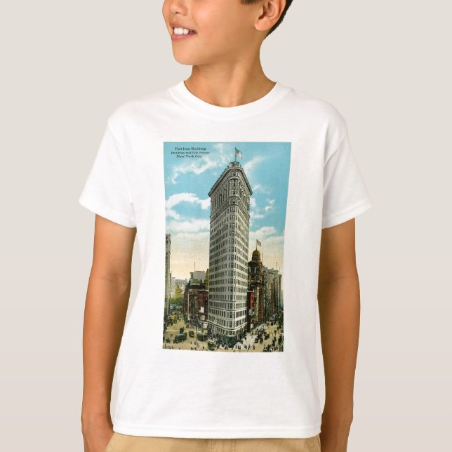 Lägenhetjärnbyggnad. Broadway och femte Ave. NYC Tee Shirt (Framsida)