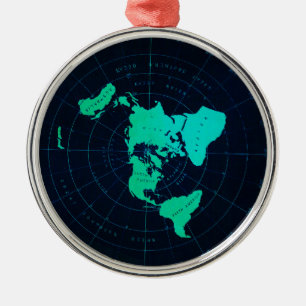 Lägenhetjordkarta (Azimuthal equidistant Julgransprydnad Metall