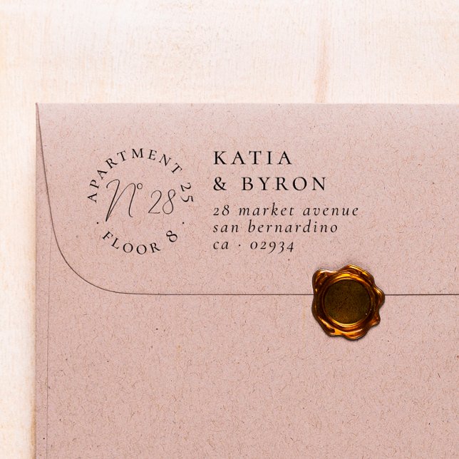 Lägenhetsvåning & husnummer Chic returadress Stämpel (Rubber Stamp Mock-up)