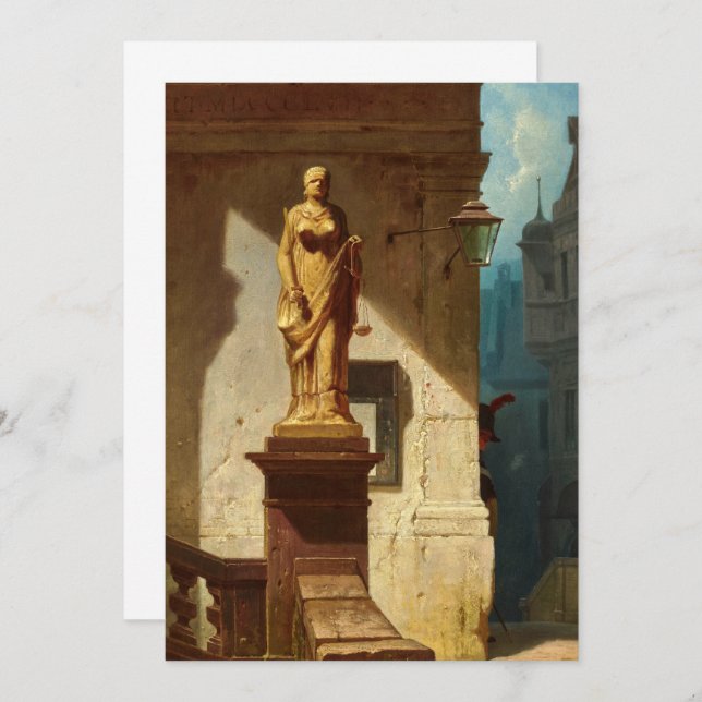 Lagens öga, rättvisa av Carl Spitzweg Tack Kort (Fram/baksida)