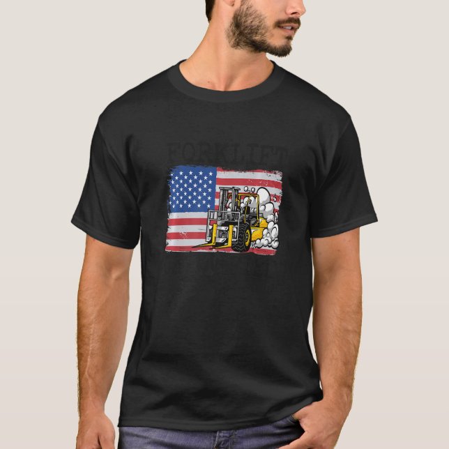 Lager amerikanska Flagga Forklift Operator Forklif T Shirt (Framsida)