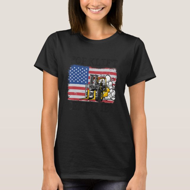 Lager amerikanska Flagga Forklift Operator Forklif T Shirt (Framsida)