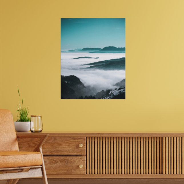 Lager av kullar, dimma och träd poster (Vardagsrum 2)