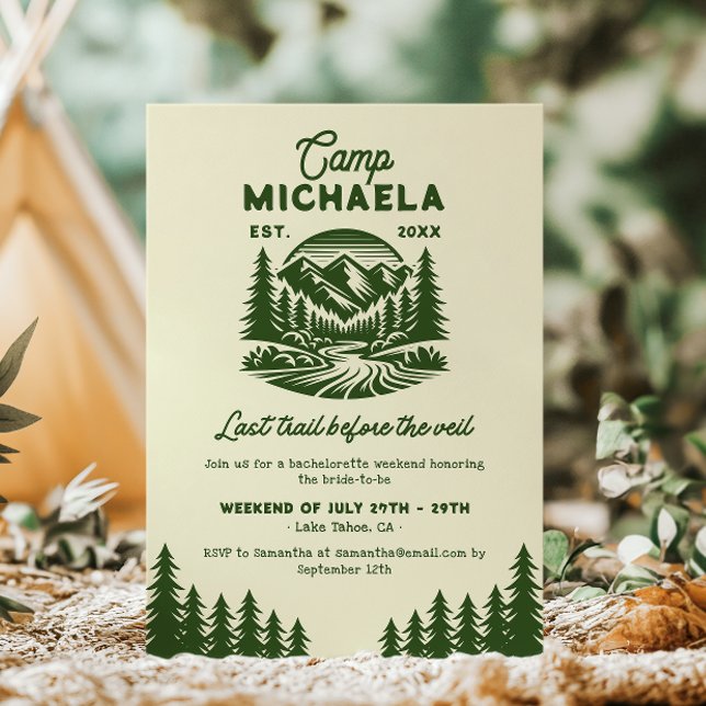 Läger Bachelorette Sista Helgutflykten Inbjudningar (Skapare uppladdad)