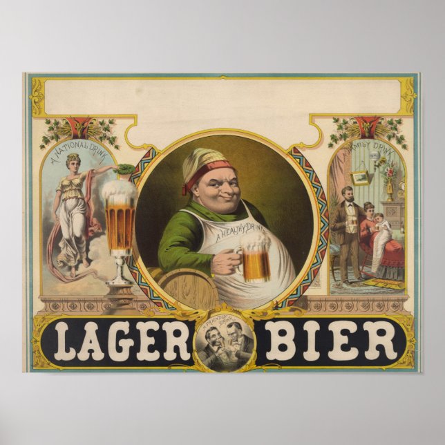 Lager Bier Beer Funny Vintage affisch Art (Framsidan)