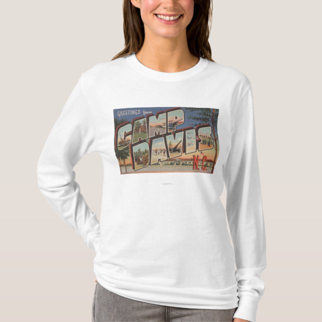 Läger Davis, North Carolina - stora brevplatser Tee Shirt (Framsida)
