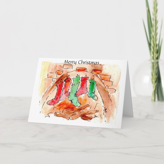 Lager Fireplace God jul Julafton Art Cards Helgkort (Framsida)