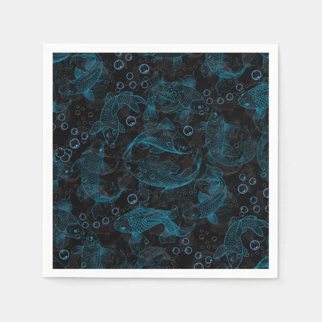 Lager Fiske Mönster 01.blue.b Pappersservett (Framsidan)
