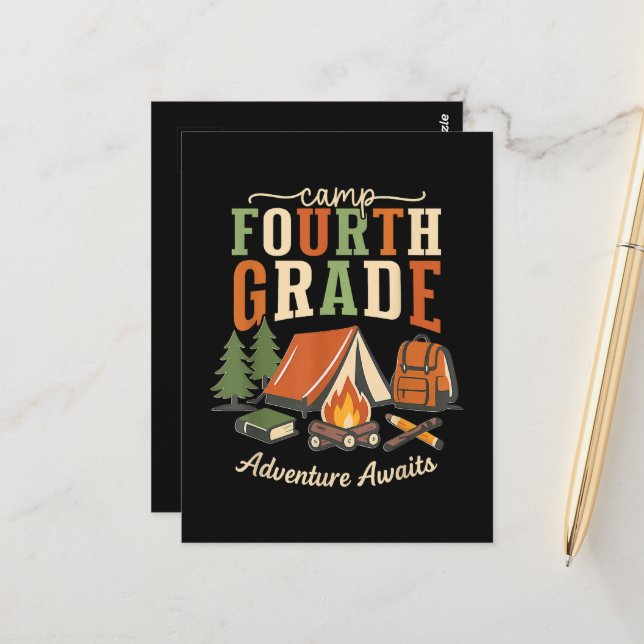 Läger Fjärde Klass Äventyr Väntar 4:e klass Vykort (Fram/Back In Situ)