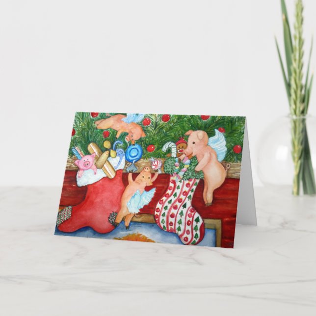 Lager för flytande Grisar Saker Helgkort (Framsida)