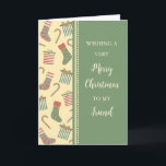 Lager och presenter Friend God jul Kort<br><div class="desc">God jul för Friend-kort med söta strumpor,  gåvor och polkagrisar mönster och tankfull vers.</div>