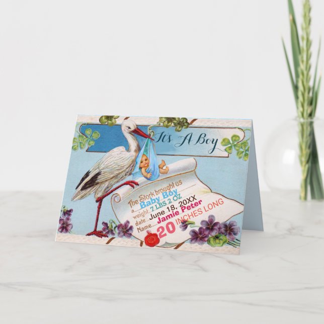 LAGER,SKAMROCKER BOY BABY SHOWER BIRTH STATS INBJUDAN (Framsida)