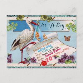 LAGER,SKAMROCKER BOY BABY SHOWER BIRTH STATS INBJUDAN VYKORT