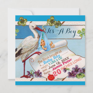 LAGER,SKAMROCKER BOY BABY SHOWER BIRTH STATS INBJUDNINGAR