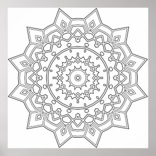 Lagerbladig stjärnmandal med geometriska accenter poster
