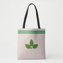 Lagerbladsväxt på grön och beige toteväska