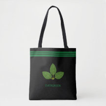 Lagerbladsväxt på grön och svart totebag