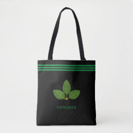 Lagerbladsväxt på grön och svart totebag tygkasse