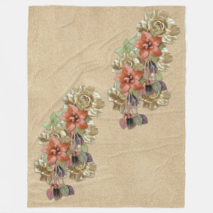 Lagerblommor och suede Struktur Art Fleecefilt