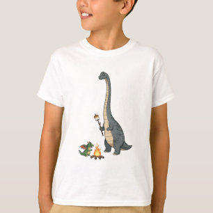 Lägereld Brontosaurus och Little Dragon Barn T Shirt