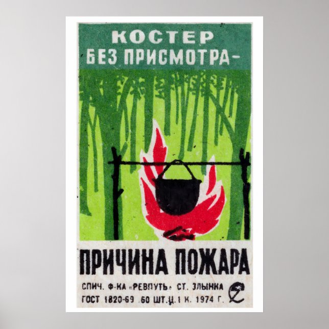 Lägereld - Tändsticksask Tryck - Estetisk Väggkons (Framsidan)