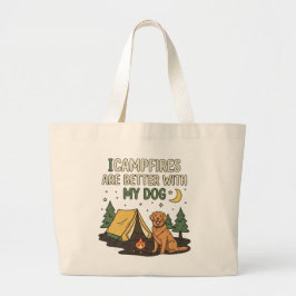 Lägereldar är bättre med min hund Rolig camping fö Jumbo Tygkasse