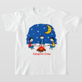 Lägereldsbesättning Barn Krita Natt Scen T Shirt