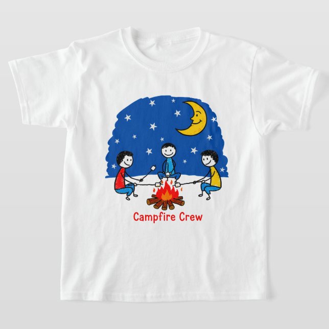 Lägereldsbesättning Barn Krita Natt Scen T Shirt (Laydown)