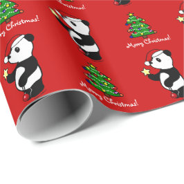 Lagerföra för julPanda som är rött Presentpapper