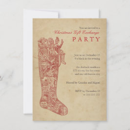 Lagerföra för vintage för party för julgåvautbyte inbjudningar