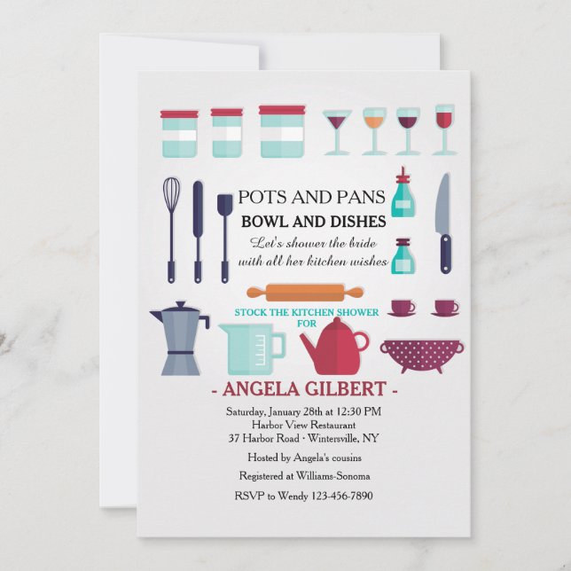 Lagerföra kökduschinbjudan inbjudningar (Framsida)