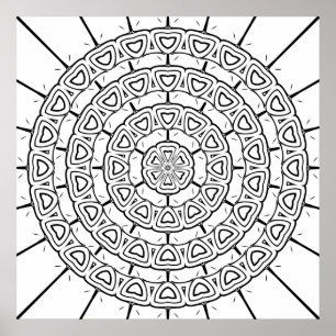 Lagerformad Bågmönster Cirkulär Mandala Färgläggni Poster