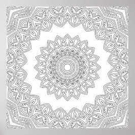 Lagerformad blomster-mandala ram med öppen mittpun poster