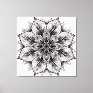 Lagerfylld blommande mandala canvastryck