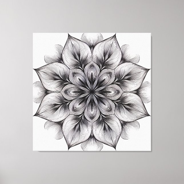 Lagerfylld blommande mandala canvastryck (Framsida)