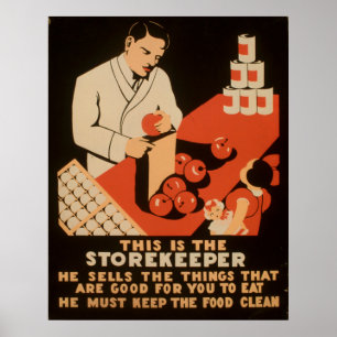 Lagerhållaren måste Behålla Vintagen Food Clean WP Poster