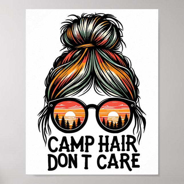Lägerhår Bryr Sig Inte Om Rödig Tofs Rolig Camping Poster (Framsidan)