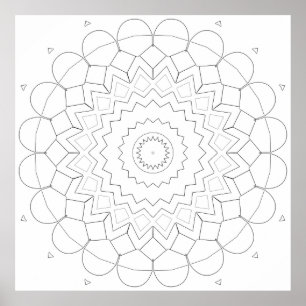 Lagerindelad geometrisk kronblad stjärna mandala k poster