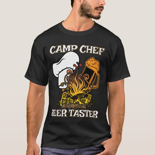 Lägerkockgåva för sommarcampingplatskockar och t shirt (Framsida)