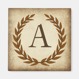Lagerkrans Åldrad Papyrus Monogram Initial A Magnet