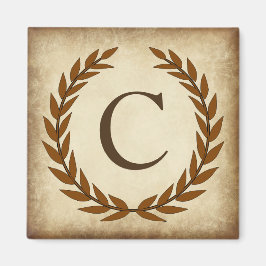 Lagerkrans Åldrad Papyrus Monogram Initial C Magnet
