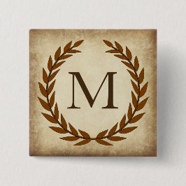 Lagerkrans Åldrad Papyrus Monogram Initial M Knapp