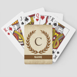 Lagerkrans på pergamentmonogram initial C Casinokort