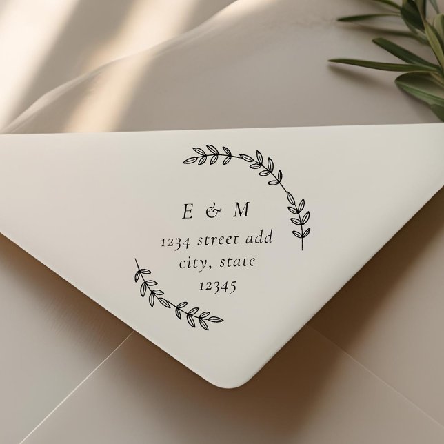 Lagerkransmonogram Bröllopsrund Returadress Stämpel (Skapare uppladdad)