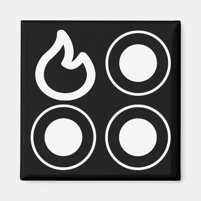 Lagerplatsetikett på baksidan av Lämnat brännare Magnet (Framsidan)