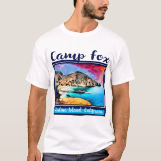 Lägerrävblått och röd himmel i blåttram t-shirt