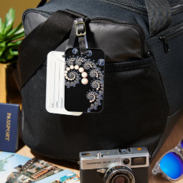 Lagertagg för ivoriansk och blå Pearl Spiral Bagagebricka