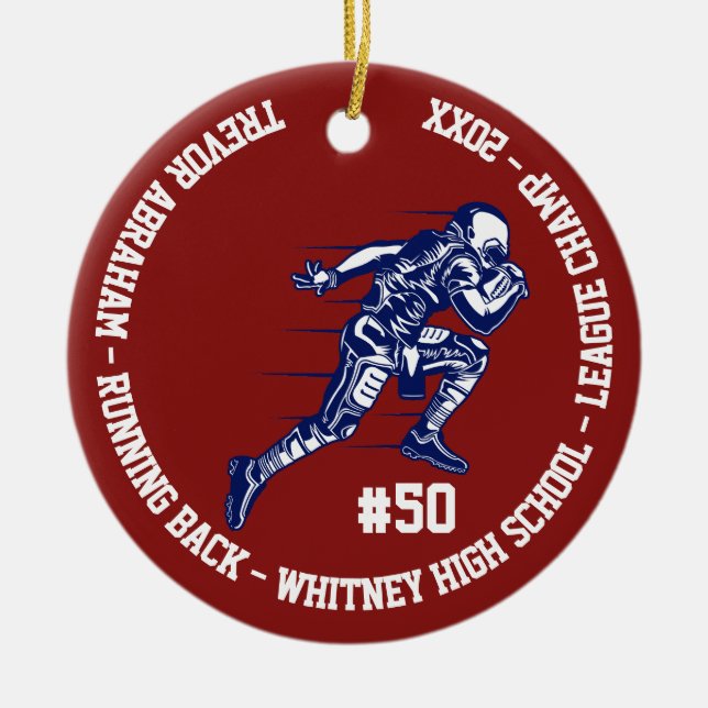 Laget för monogramen för fotbollmästarespelare julgransprydnad keramik (Framsidan)