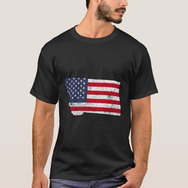 Läget för Montana-disposition med US Flagga Add026 T Shirt (Framsida)