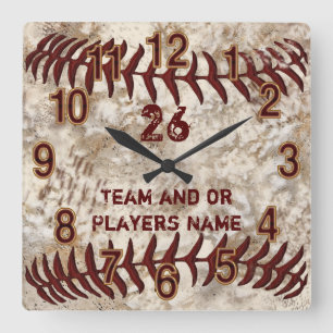 Laget spelare NAMN, NUMRERAR smutsar ner baseball Fyrkantig Klocka